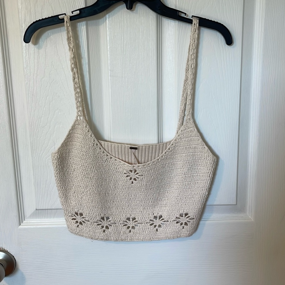 Free People crochet tank top. Size Large. Cream color.